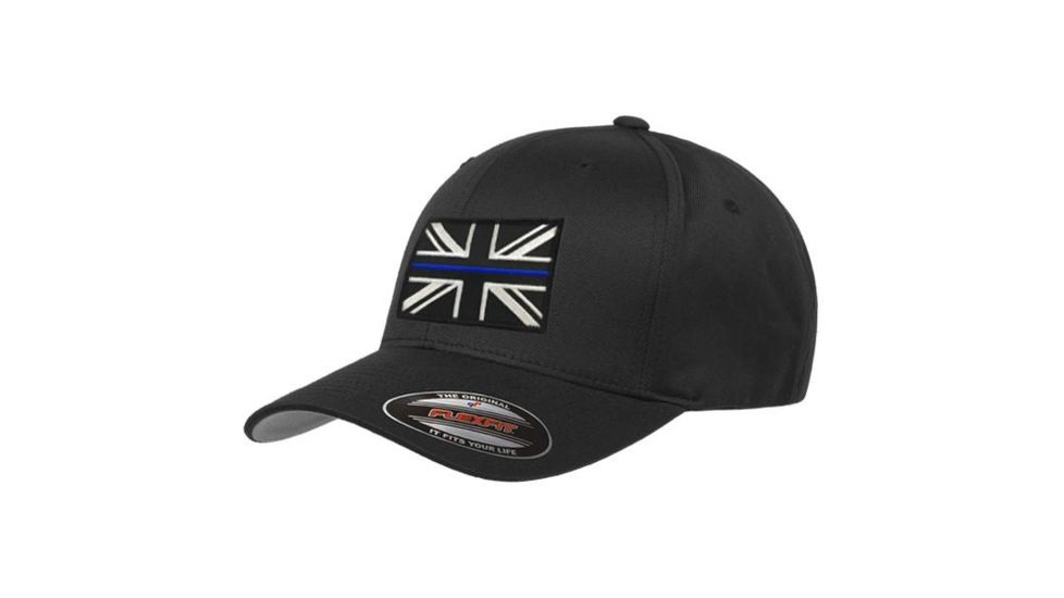 Thin Blue Line Flexfit Hat - Uk Flag, Thin Blue Line - FLEX-UK-BLACK-LARGE