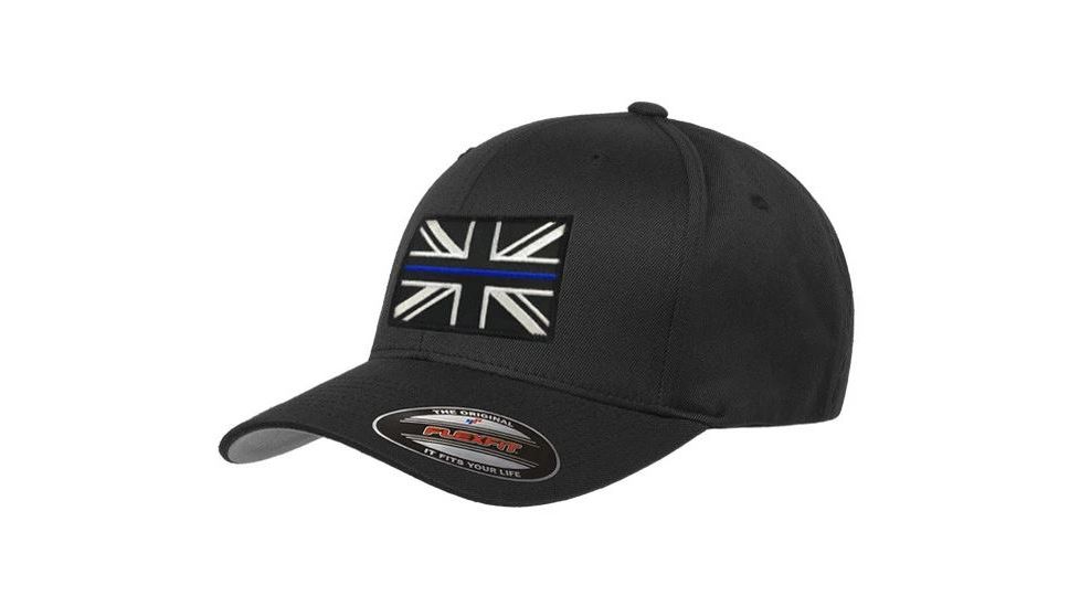 Thin Blue Line Flexfit Hat - Uk Flag, Thin Blue Line - FLEX-UK-BLACK-XXL