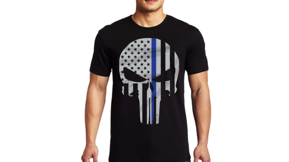 Thin Blue Line Men's T-shirt - Skull , Black - TBL-SKULL-XXXXL