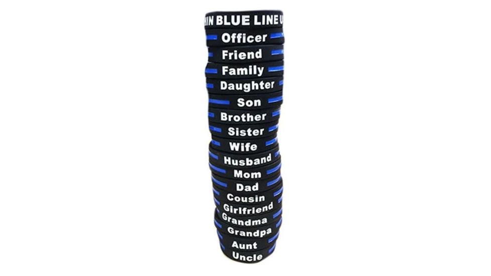 Thin Blue Line Personalized - Silicone Bracelet, Wife, 8 Inch, Thin Blue Line - TBL-WIFE-BR