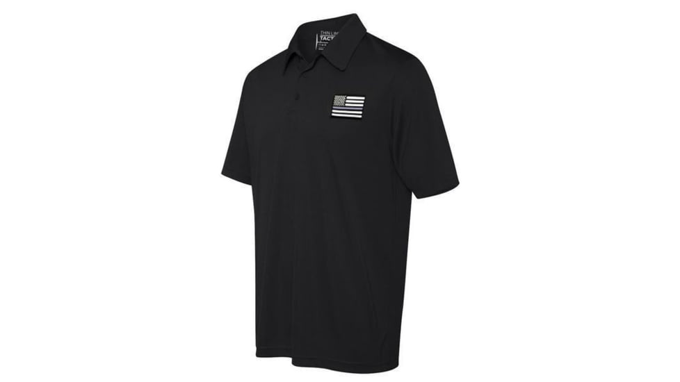 Thin Blue Line Polyester Sport Polo - Embroidered Thin Silver Line American Flag - TSL-POLO-SPORT-XXXL