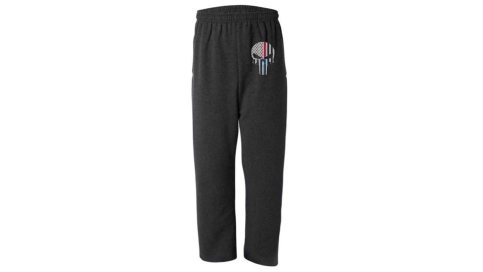 Thin Blue Line Sweatpants - Dual Line, Skull, Charcoal - SKULL-DUAL-SPANTS-CHARC-2XL
