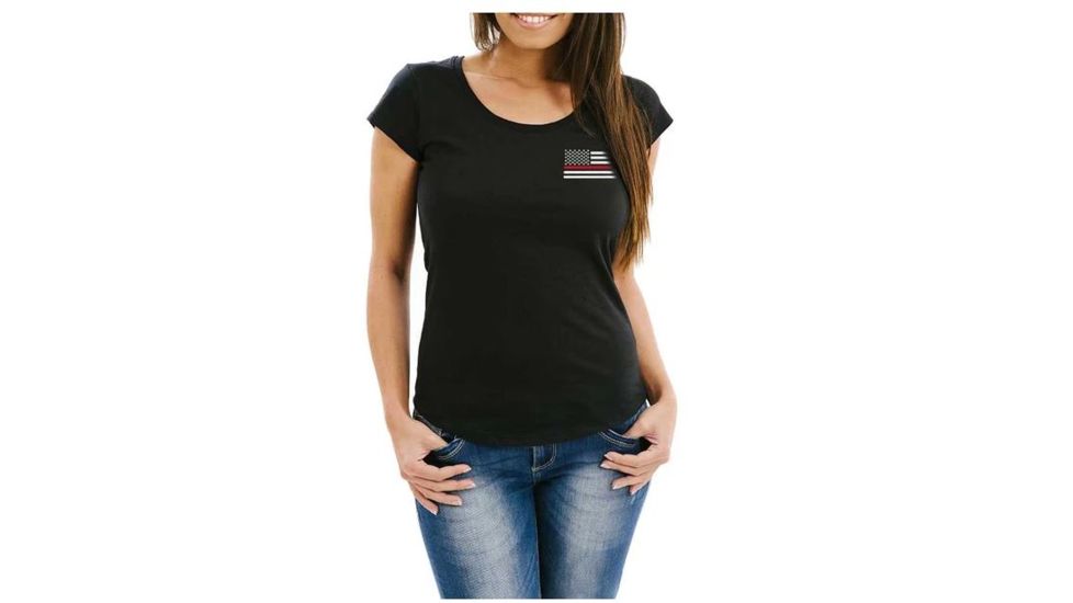 Thin Blue Line Woman's Shirt - Remember, Thin Red Line - REMEMBER-TRL-WOM-SHIRT-BLACK-2XL