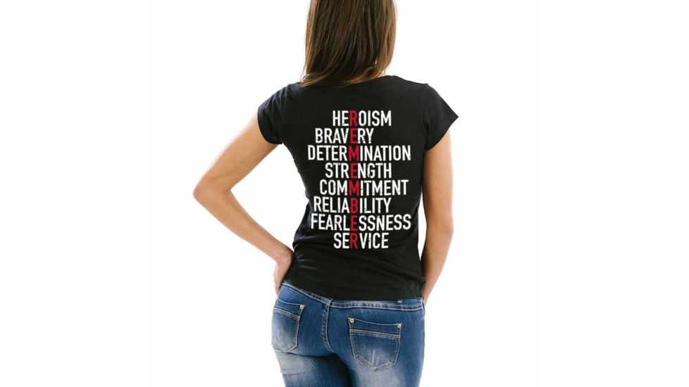 Thin Blue Line Womans Shirt - Remember, Thin Red Line - REMEMBER-TRL-WOM-SHIRT-BLACK-L