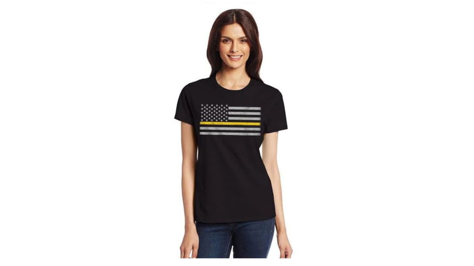 Thin Blue Line Women's - Short Sleeve Classic Thin Gold Line - WOMEN-CLASSIC-GOLD-BLACK-XXL