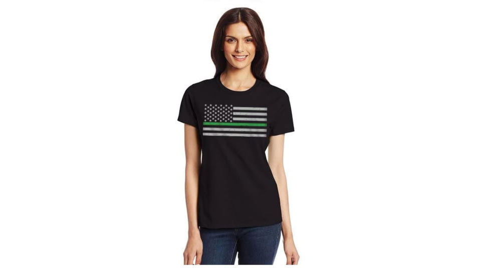 Thin Blue Line Women's - Short Sleeve Classic Thin Green Line - WOMEN-CLASSIC-GREEN-BLACK-XXL