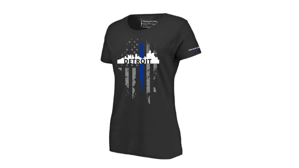 Thin Blue Line Women's T-shirt, Detroit Large, - DETROIT-LRG-TBL-WOM-SHIRT-BLK-2XL
