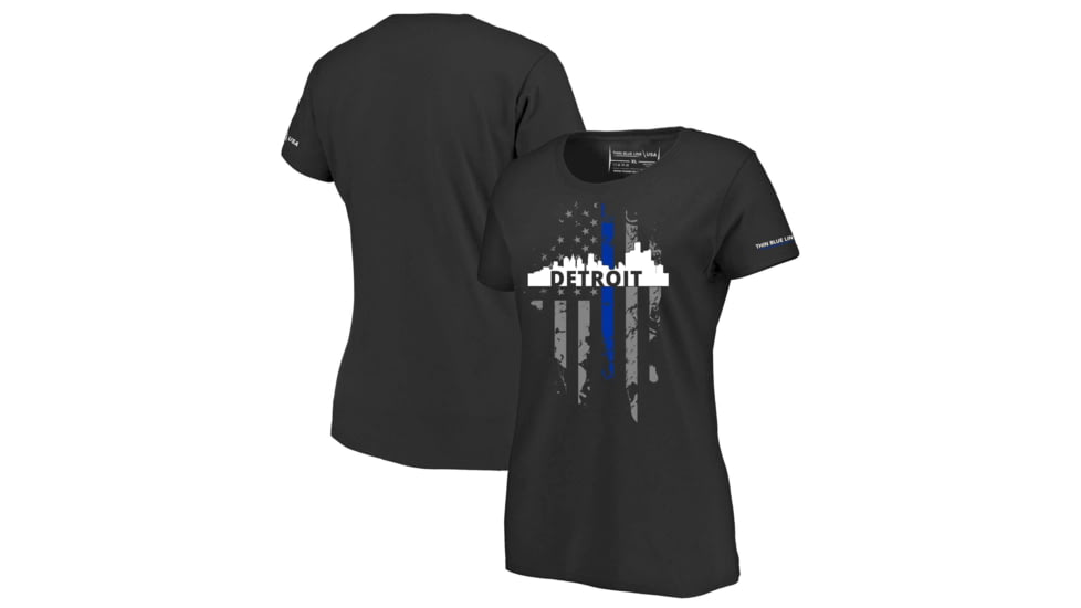 Thin Blue Line Womens T-shirt, Detroit Large, - DETROIT-LRG-TBL-WOM-SHIRT-BLK-L