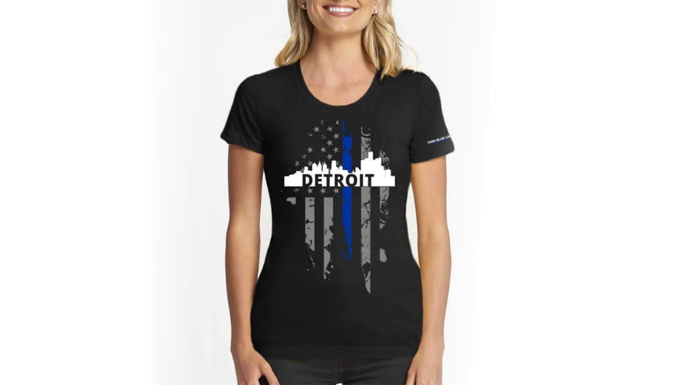 Thin Blue Line Womens T-shirt, Detroit Large, - DETROIT-LRG-TBL-WOM-SHIRT-BLK-L