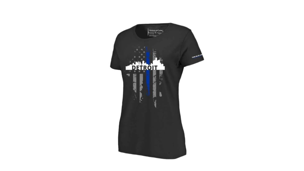 Thin Blue Line Womens T-shirt, Detroit Large, - DETROIT-LRG-TBL-WOM-SHIRT-BLK-L