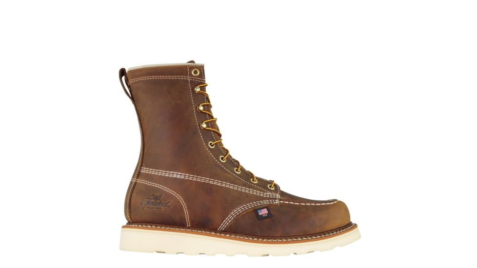 Thorogood Mens American Heritage Wedge 8in Moc Safety Toe, Brown, 10.5/D 804-4478-10.5-D