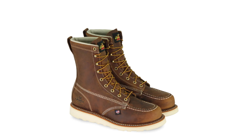 Thorogood Mens American Heritage Wedge 8in Moc Safety Toe, Brown, 10.5/D 804-4478-10.5-D