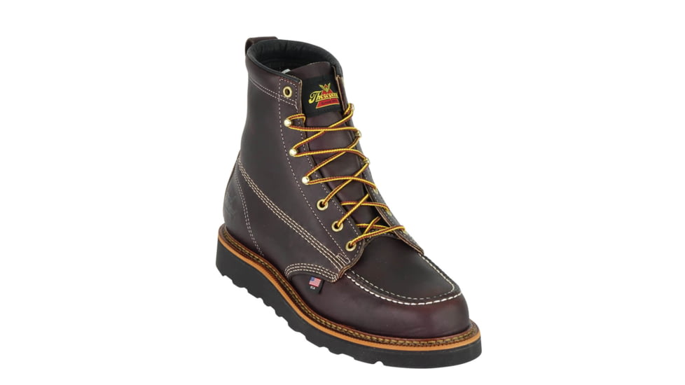 Thorogood Mens American Heritage Wedges 6in Moc Toe Black Walnut Leather, Brown, 9.5/2E 814-4266-9.5-2E