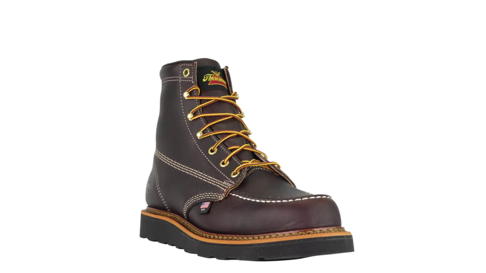 Thorogood Mens American Heritage Wedges 6in Moc Toe Black Walnut Leather, Brown, 9.5/2E 814-4266-9.5-2E