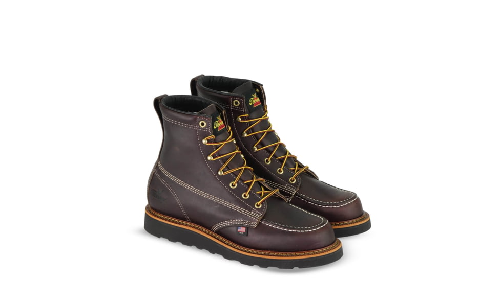 Thorogood Mens American Heritage Wedges 6in Moc Toe Black Walnut Leather, Brown, 9.5/2E 814-4266-9.5-2E