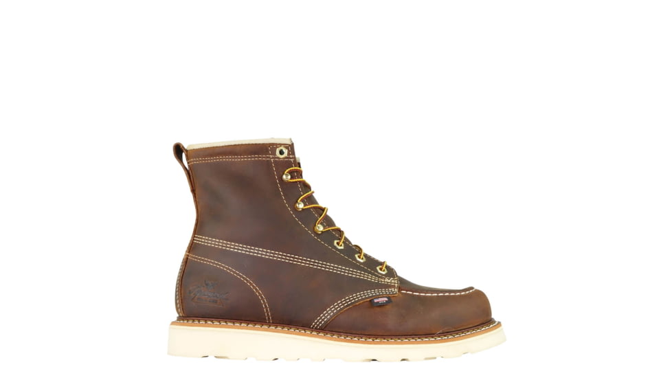 Thorogood Mens American Heritage Wedges 6in Moc Toe Crazyhorse Leather, Brown, 7.5/D 814-4203-7.5-D