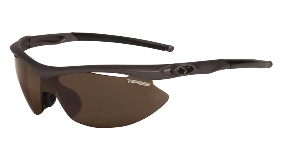 Tifosi Slip Sunglasses - Iron Frame, Brown/AC Red/Clear Lenses 0010100402