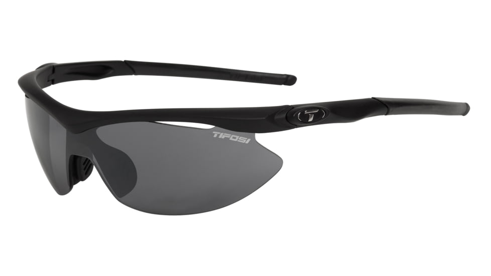 Tifosi Slip Sunglasses - Matte Black Frame, Smoke Polarized/AC Red/Yellow Lenses 0010700111