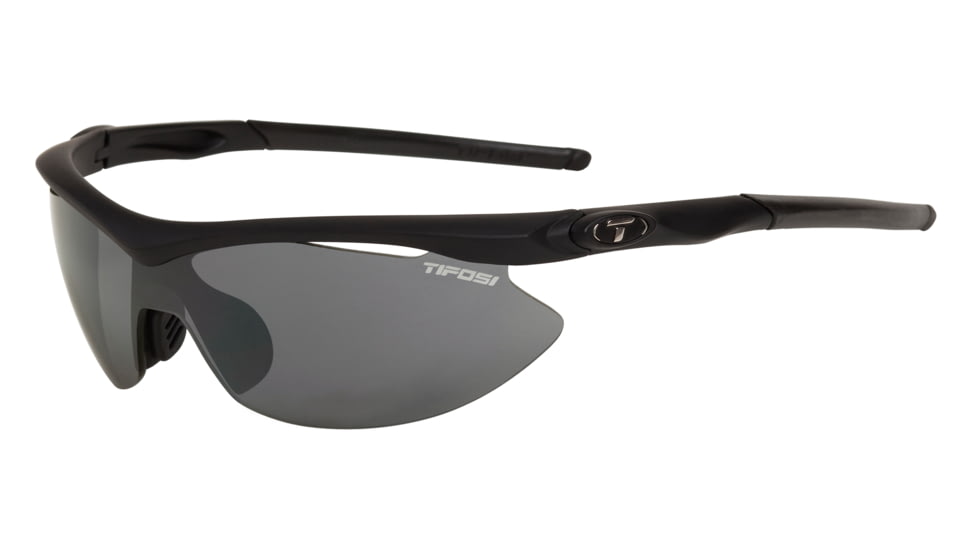 Tifosi Slip Sunglasses - Matte Black Frame, Smoke/AC Red/Clear Lenses 0010100101