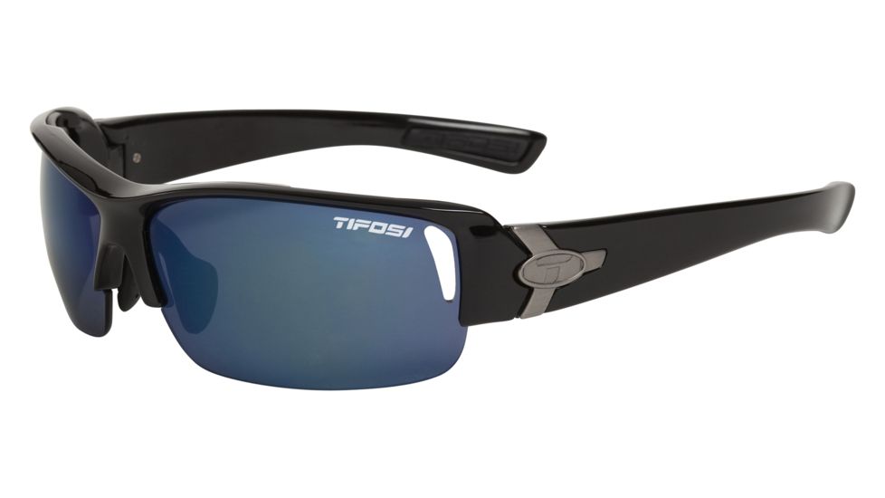 Tifosi Slope Sunglasses - Gloss Black Frame, Smoke Blue/AC Red/Clear Lenses 0030100204