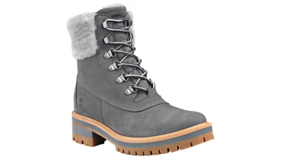 Timberland Courmayeur Valley Shearling 6in Waterproof Boot - Women's, Medium Grey Nubuck, 10, TB0A255AG77-10-MED