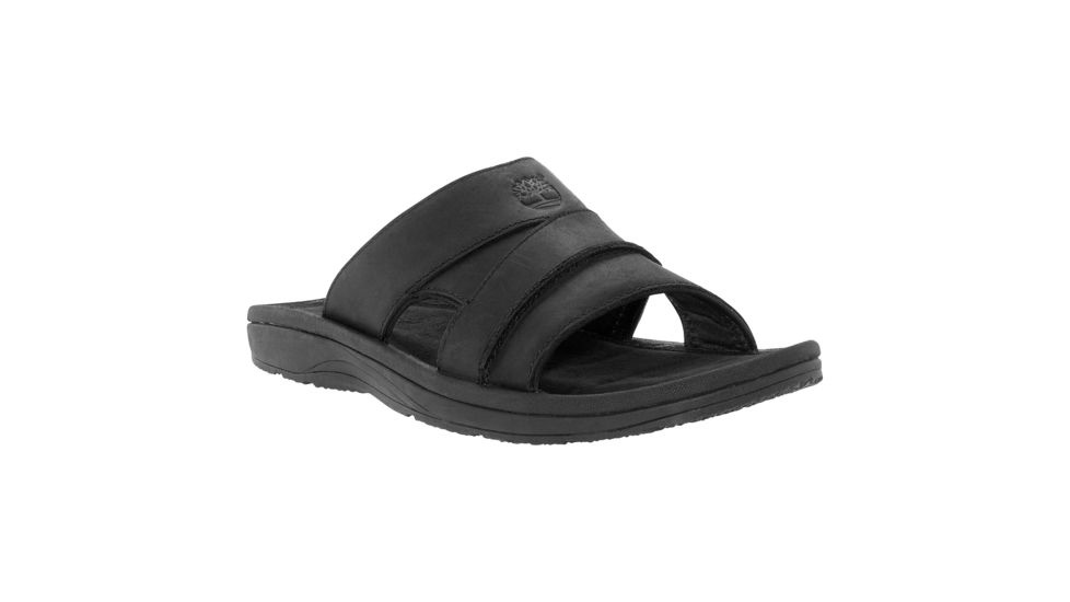 Timberland Earthkeepers Leather Slide Sandal - Men's-Black Oiled-Medium-7 US