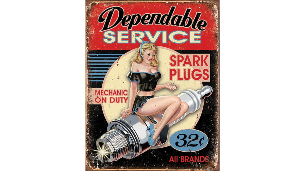 Tin Signs Dependable Service Sign, 12.5in X 16in, 1991