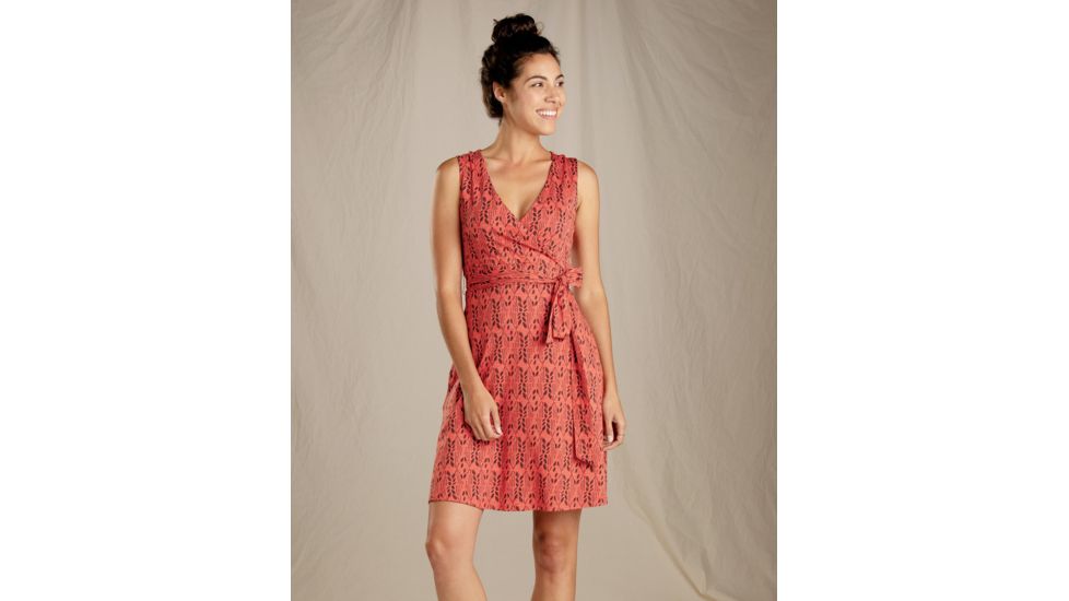 Toad&amp;Co Cue Sleeveless Dress - Womens, Coral Blaze Petal Print, Large, T1772801-975-L
