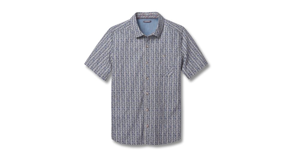 Toad&amp;Co Fletch Print Men's Short Sleeve Shirt, Light Ash Birdseye Print, Large T2222501-036-L