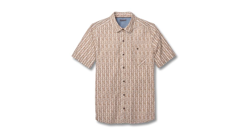 Toad&amp;Co Fletch Print Men's Short Sleeve Shirt, Salt Birdseye Print, Large T2222501-106-L