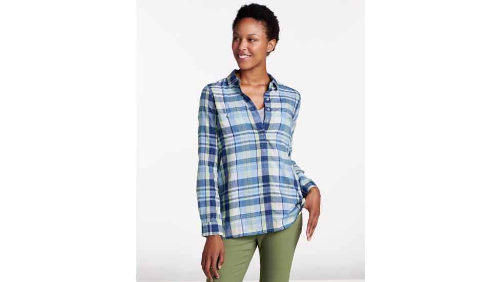 Toad&amp;Co Indigo Ridge Women's Long Sleeve Shirt, Light Indigo, Extra Small T1252801-903-XS