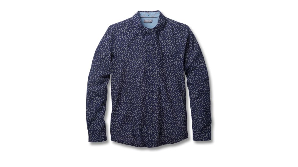 Toad&amp;Co Mattock Mens Long Sleeve Slim Shirt, Indigo Mini Floral Print, Large T2252806-911-L