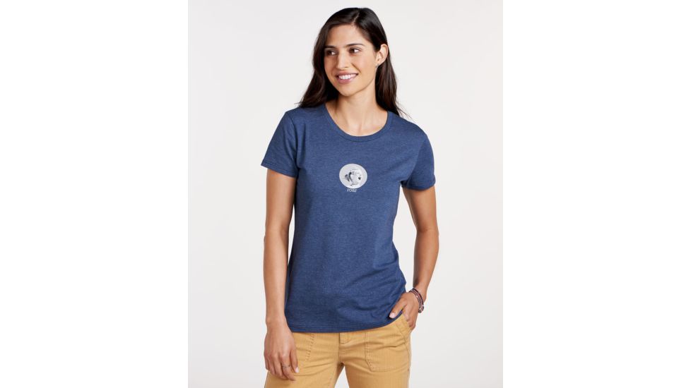 Toad&amp;Co Roar Short Sleeve Womens Graphic Tee, Navy Heather, Extra Small, T1002804-131-XS