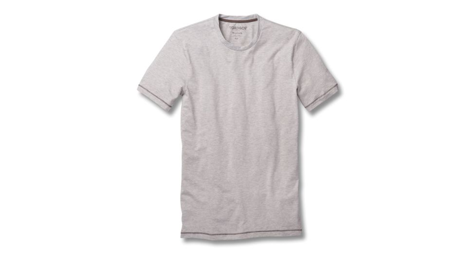 Toad&amp;Co Tempo Men's Short Sleeve Slim Crew, Heather Grey, Large T2002812-111-L