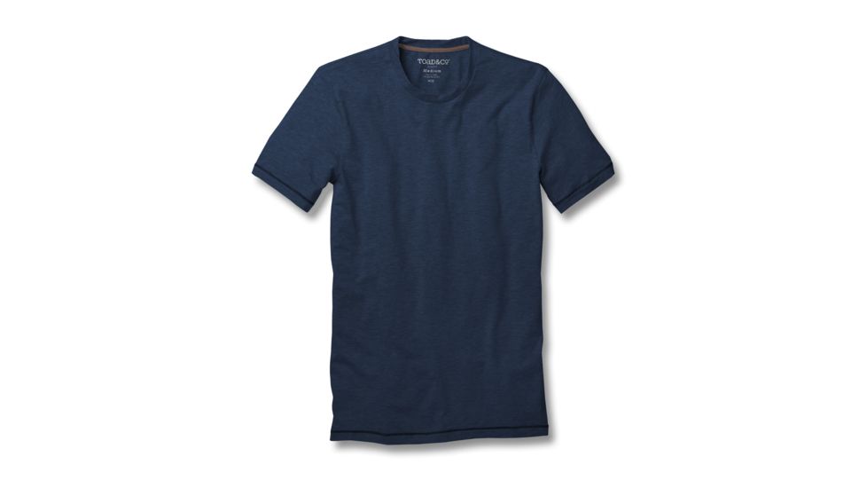 Toad&amp;Co Tempo Men's Short Sleeve Slim Crew, Deep Navy, 2XL T2002812-420-XXL