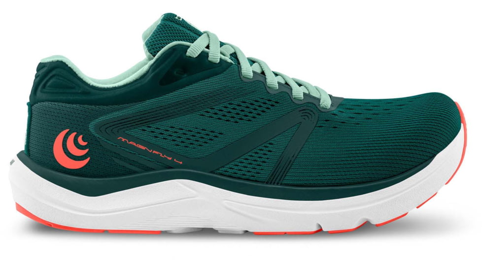 Topo Athletic Magnifly 4 Road Running Shoes - Womens, Emerald/Coral, 7, W051-070-EMECOR
