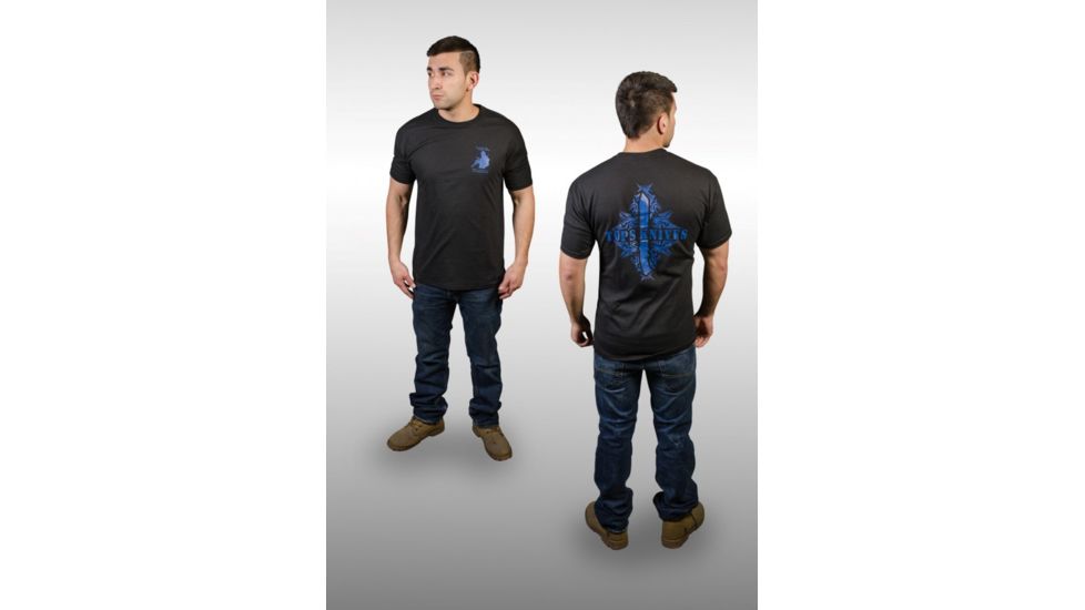 Tops Knives Tops Tribal Art T-Shirt, Blue/Black, Large, TS-BBTALG