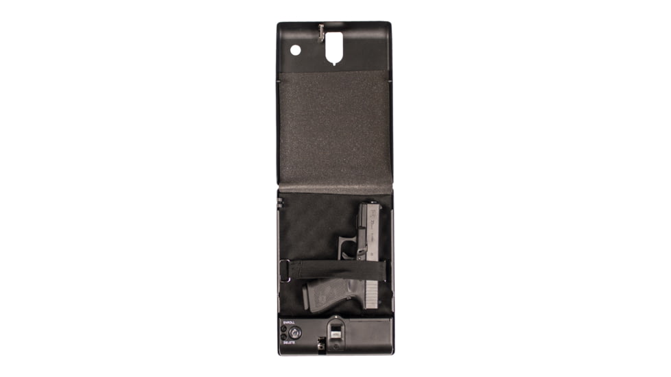 Tracker Safe Single Pistol Safe-Biometric Lock, 10.75in, Black, SPS-03B