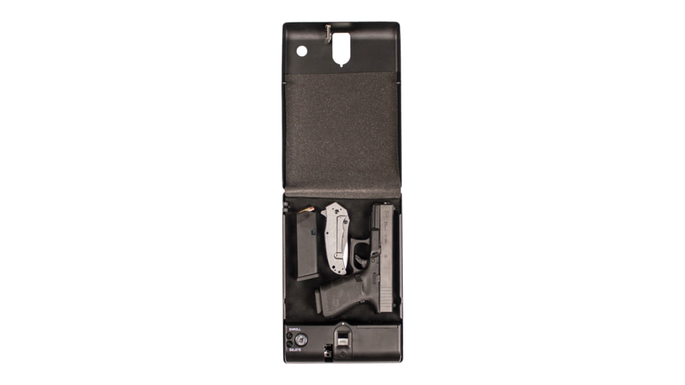 Tracker Safe Single Pistol Safe-Biometric Lock, 10.75in, Black, SPS-03B