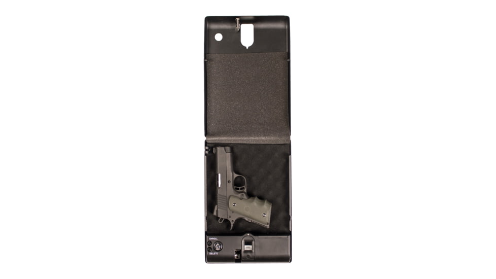 Tracker Safe Single Pistol Safe-Biometric Lock, 10.75in, Black, SPS-03B