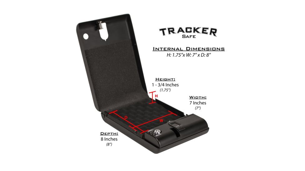 Tracker Safe Single Pistol Safe-Biometric Lock, 10.75in, Black, SPS-03B