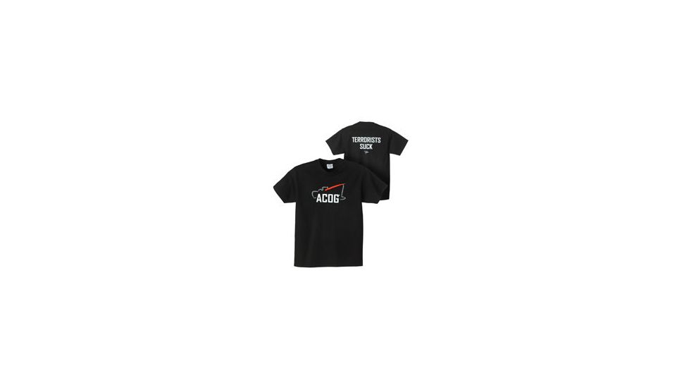 Trijicon Short Sleeve Graphic T-Shirt w/Terrorist Tagline - Medium, Black AP43M
