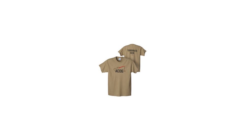 Trijicon Short Sleeve Graphic T-Shirt w/Terrorist Tagline - XXXL, Sand AP45XXXL