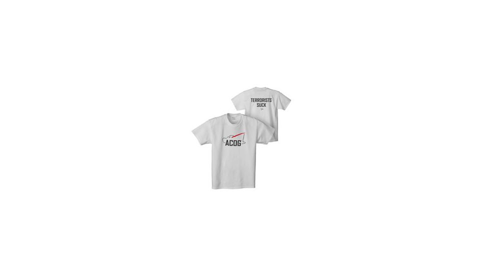 Trijicon Short Sleeve Graphic T-Shirt w/Terrorist Tagline - XXL, White AP44XXL