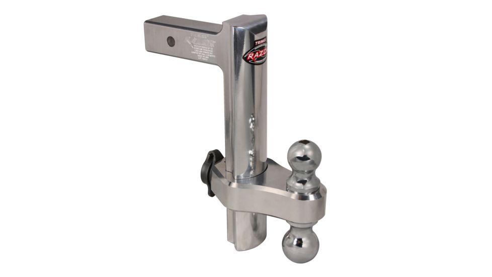 Trimax Razor 12in Aluminum Adjust Hitch-Dual Ball w/ Keyed Alike Ball Mount, Receiver Lock, Double Tow Balls 4010225