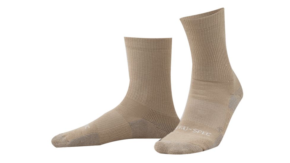 Tru-Spec 6in. TAC Performance Socks 80/12/6/2 Acrylic Nylon Spandex Silver, Tan, Medium 3912004