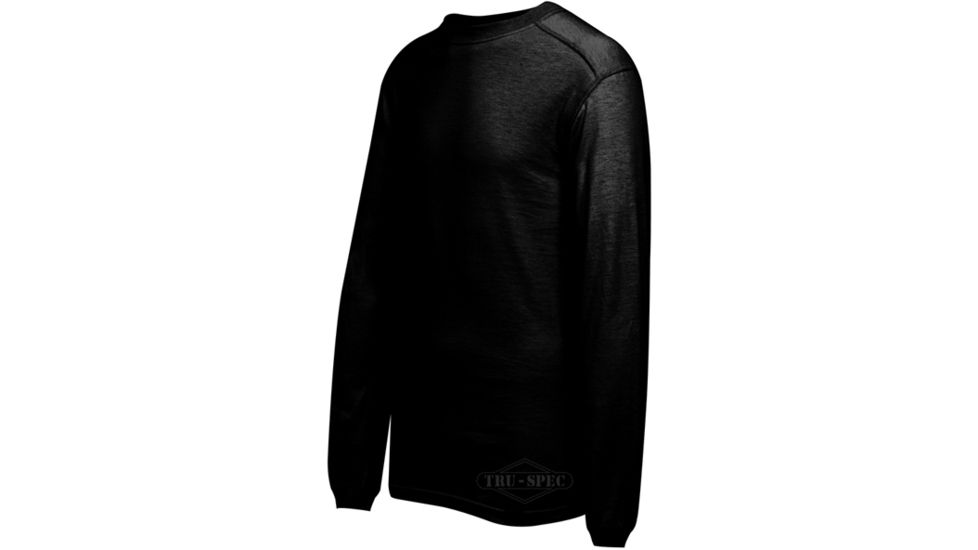 Tru-Spec Crew T Shirt Black BASELAYER LS,Small Reg. 2771003