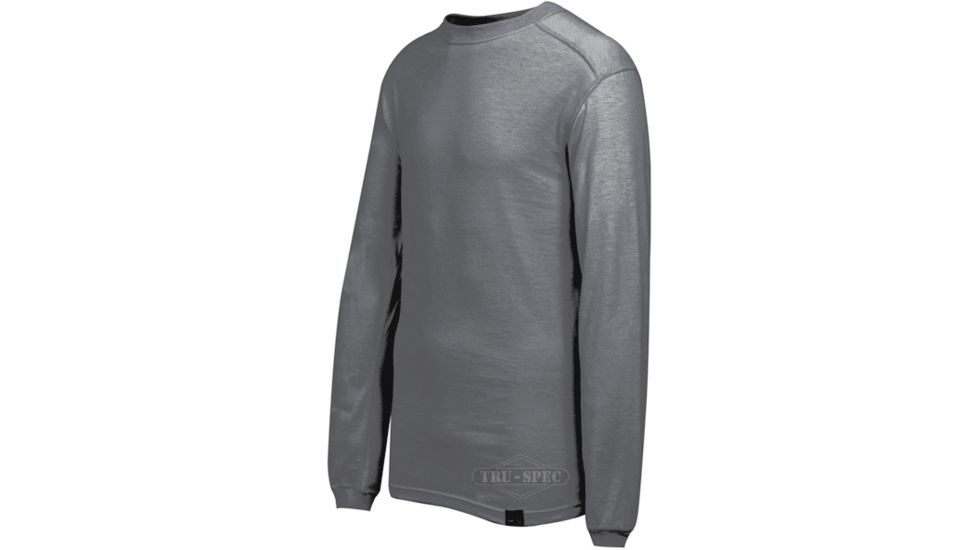 Tru-Spec Crew T Shirt HEATHER GREY BASELAYER LS,Small Reg. 2777003