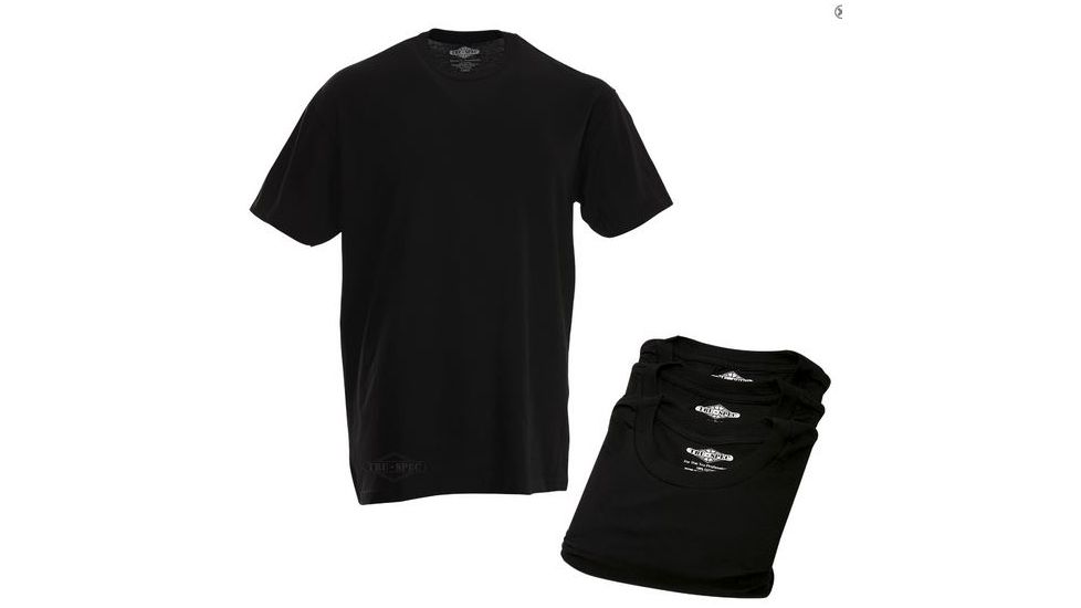 Tru-Spec Mens Comfort Cotton Short Sleeve T-Shirt, 3-Pack, Black, Small 4226003
