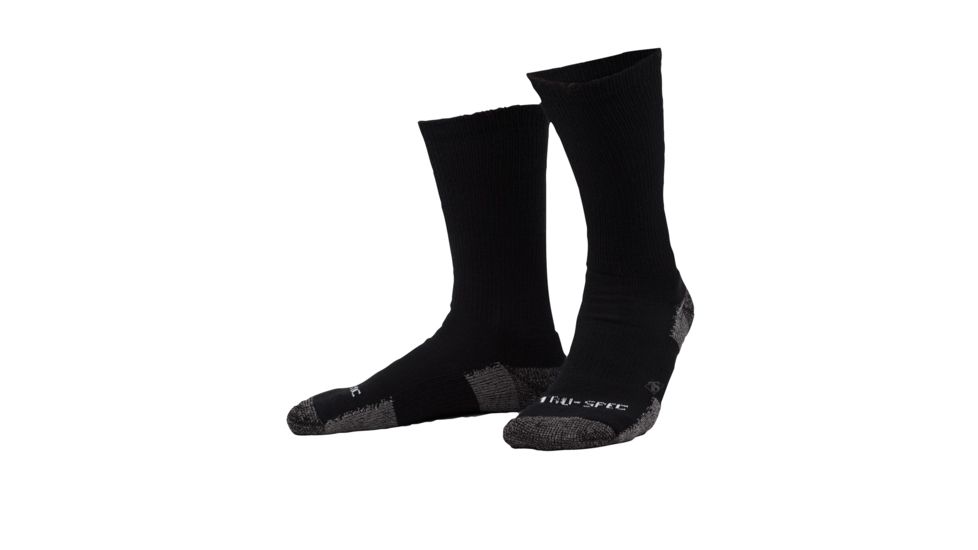 Tru-Spec 6in. TAC Performance Socks 80/12/6/2 Acrylic Nylon Spandex Silver, Black, Medium 3911004